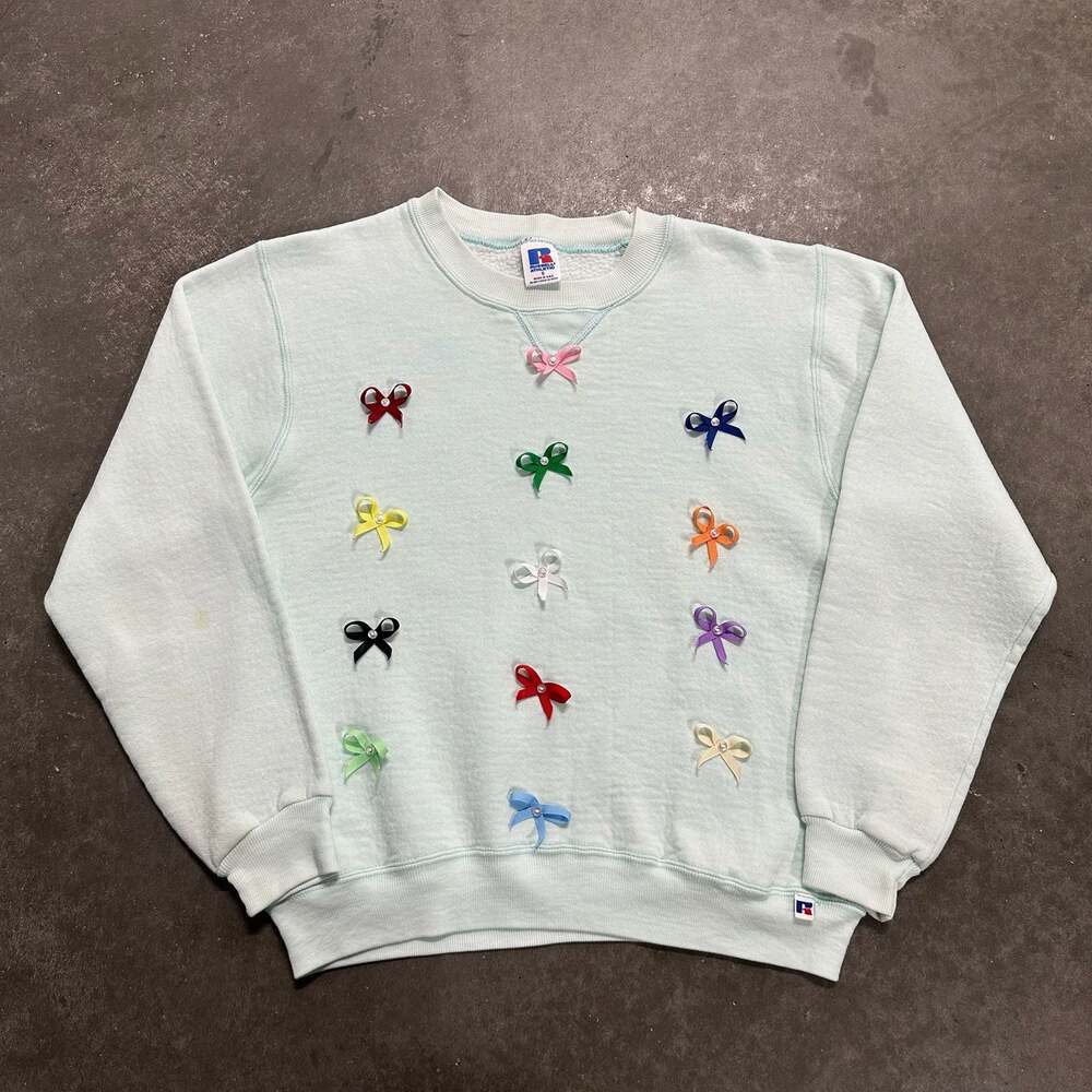 Vintage 90s Russell Athletic Bow Ribbon Sweatshirt Made in USA Size S